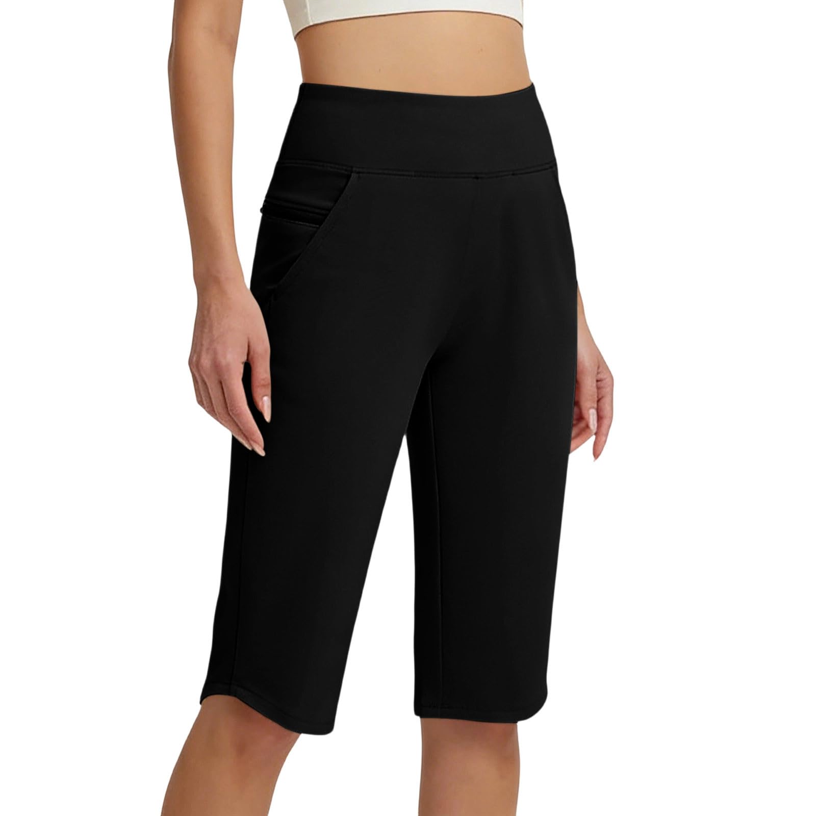 

Women s Casual Wide Leg Sport Shorts High Waist Lightweight Breathable Stretchy Fabric Comfortable Fit with Side Pockets for Outdoor Activities M чёрный