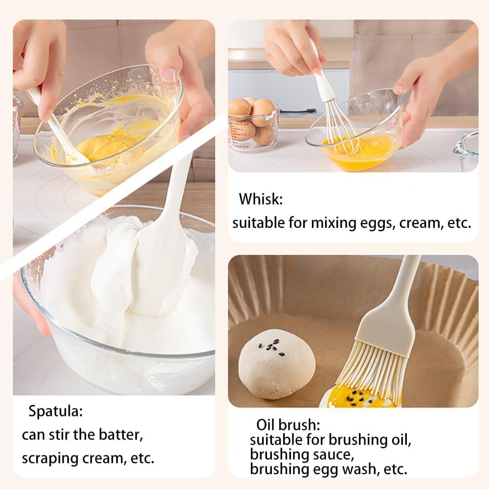 6-Piece Mini Silicone Kitchen Utensil Set - Heat-Resistant Non-Stick Kitchen Tools, Includes Spatula, Scraper, Whisk, Food Tongs