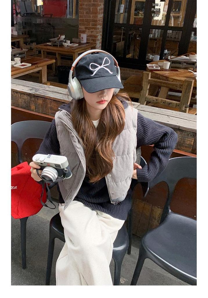 Women's Korean Style Corduroy Cotton Vest - Winter 2026 Loose Sleeveless Jacket