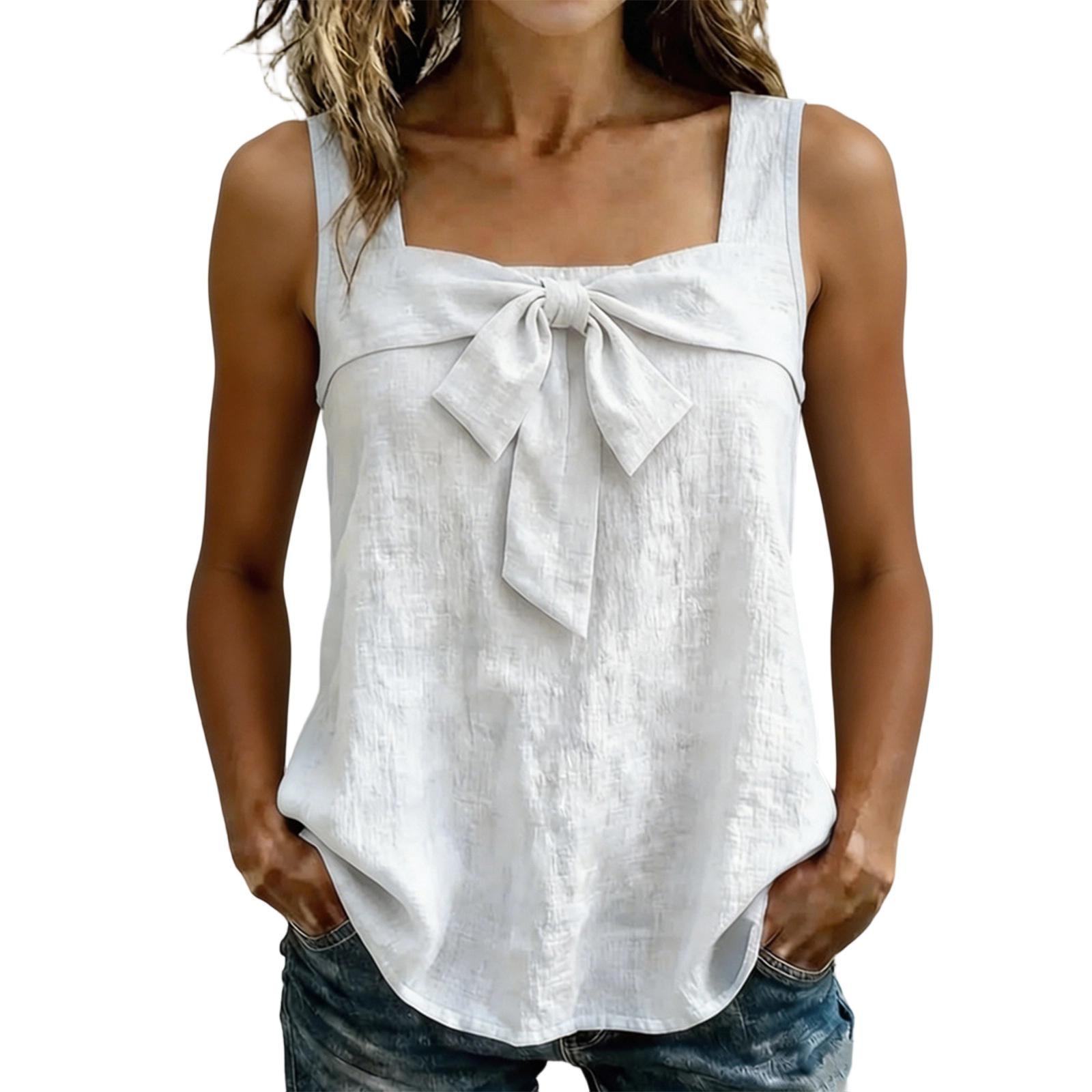 

Ladies Casual Square Neck Sleeveless Vest Top XL білий