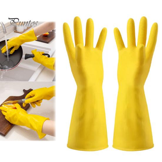 Extended Wristband Cleaning Gloves 2PCS Household Gloves, Reusable PVC Waterproof Thickened Work Non Stick for Scrubbing Multi Purpose Dishwashing And