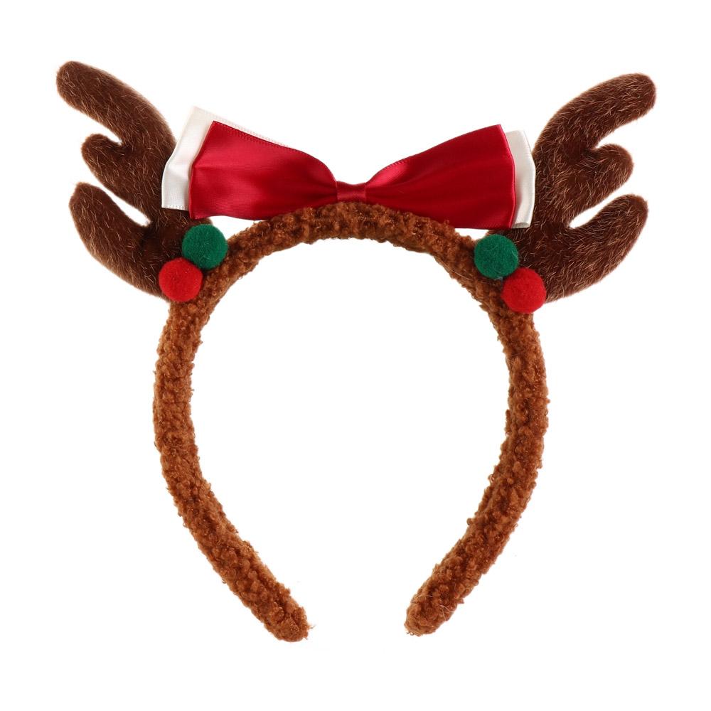 Trendy Plush Bowknot Hair Hoop Korean Style Head Wrap Christmas Hairband Elk Photo Props Christmas Headband Kids