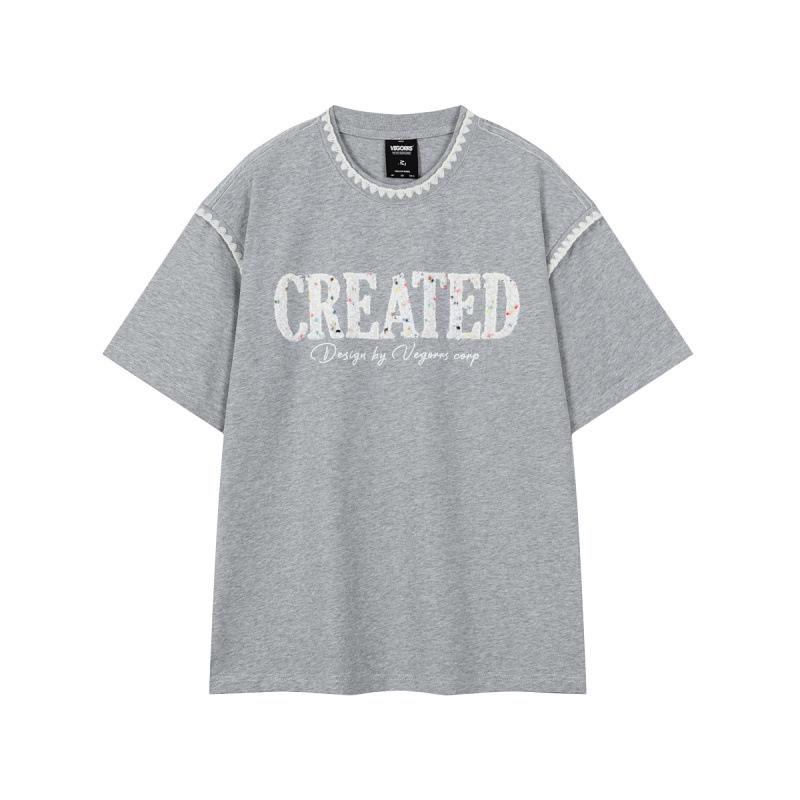 

VEGORRS Унисекс Летняя Кружевная Футболка с Круглым Вырезом и Буквами, Короткий Рукав, Стиль T9206 M