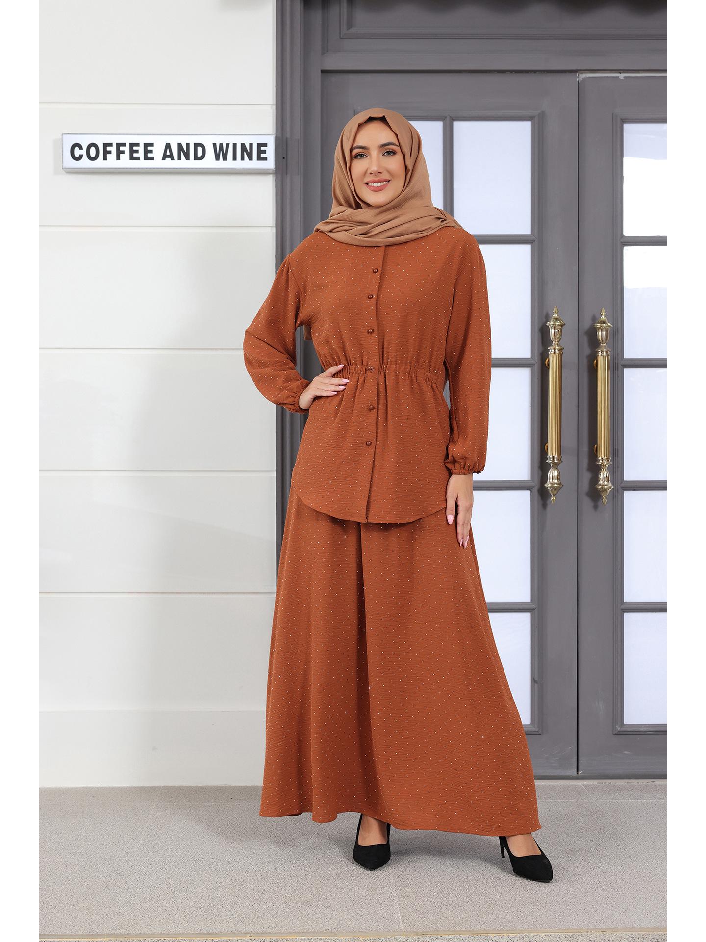 

Комплект из кардигана и юбки со звездным принтом и рукавами-фонариками для мусульманок 2024 года XXL