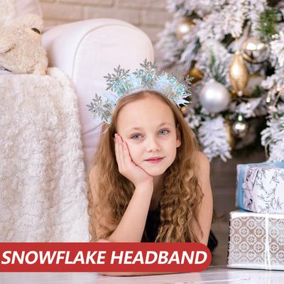 Glitter Snowflake Headband Christmas Decorative Women Girls Lightweight Durable Fade Resistant Deformation Proof Long