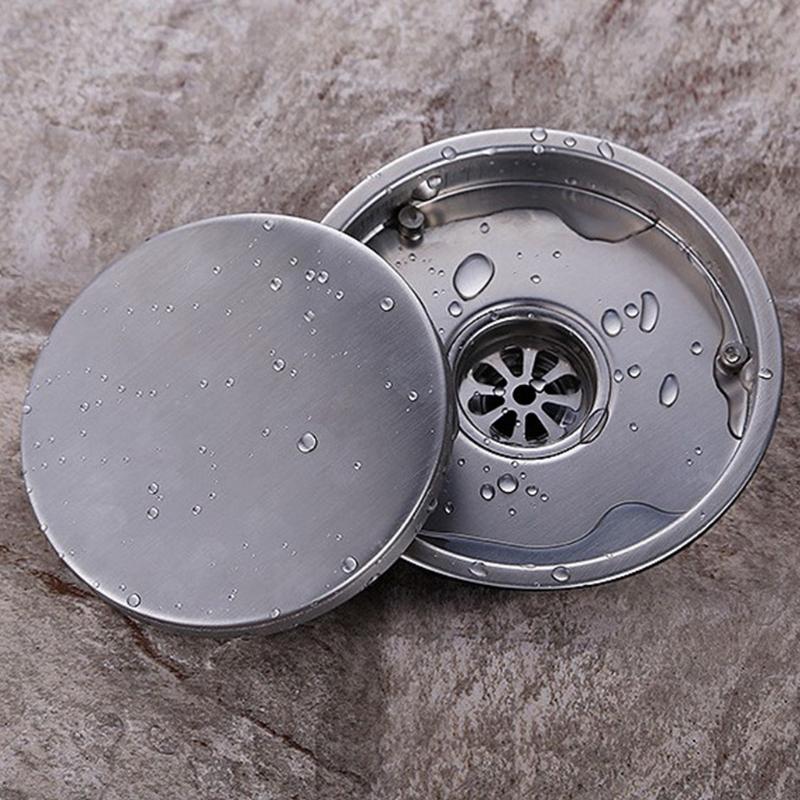 KX4B Edelstahl Rund Unsichtbarer Ablassstopfen Abdeckung Badezimmer Dusche Bodenablauf Sieb Stöpsel Geruchshemmend Spüle Küche Wasserfilter
