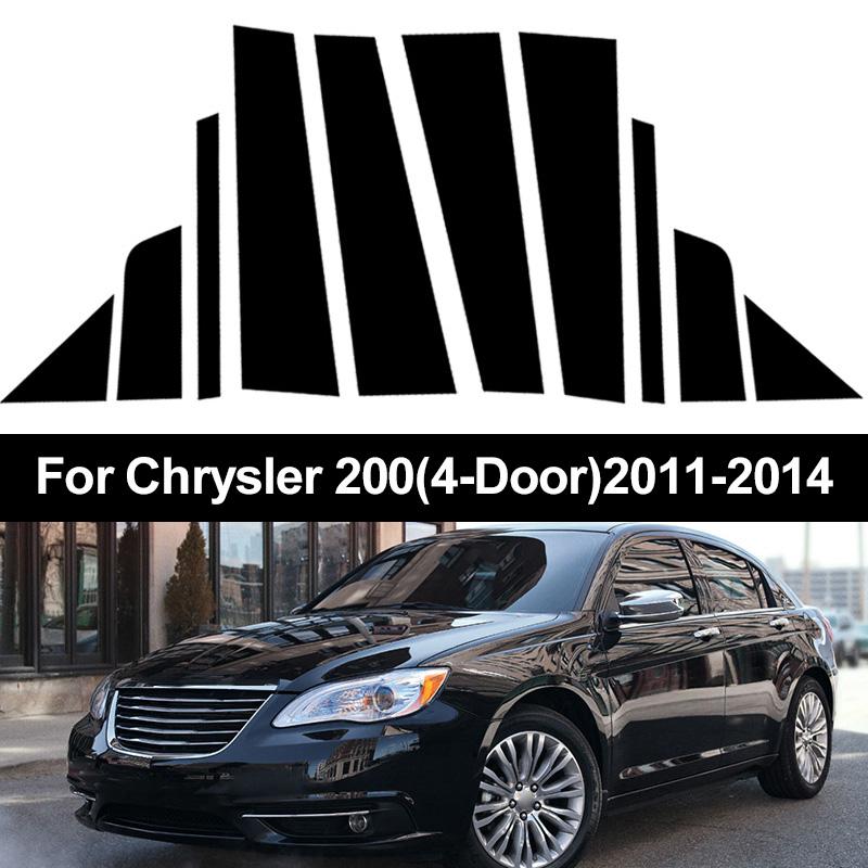 10Pcs Car Window Door Column B C Pillar Post Trim Cover Glossy Black PC Stickers Accessories Fit For Chrysler 200 (4-Door) 2011-2014