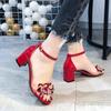 Crystal Sandals with Low Heels Women Sandals 2024 Summer Shoes Women Open Toe Crystal Chunky Sandals Heels Women Gold Sliver