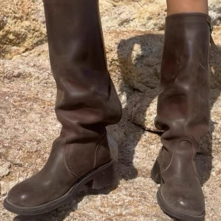 New Niche Design Leather Irregular Hollow Wear Boots Versatile Pleated Boots Women