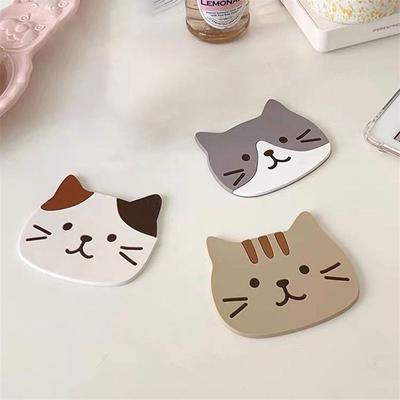 Rutschfeste Tassenmatte aus Silikon in Katzenform, Kaffee-/Tee-/Getränke-Cartoon-Untersetzer, Heißgetränkeständer, isoliertes Küchenpad-Zubehör