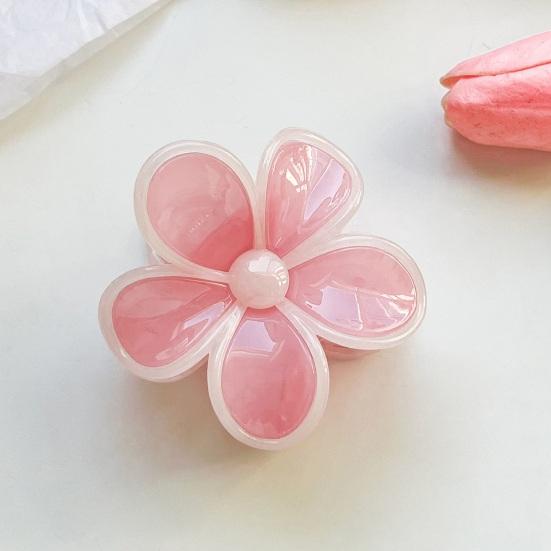 Hair Claw Flower Shape Stable Grip Glossy Shark Hair Clip Half-Tied Hair Ponytail Updo Hair Claw Hair Accessories