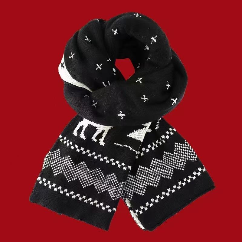 Christmas vibe scarf women's winter new Ankara red scarf long versatile knitted shawl scarf