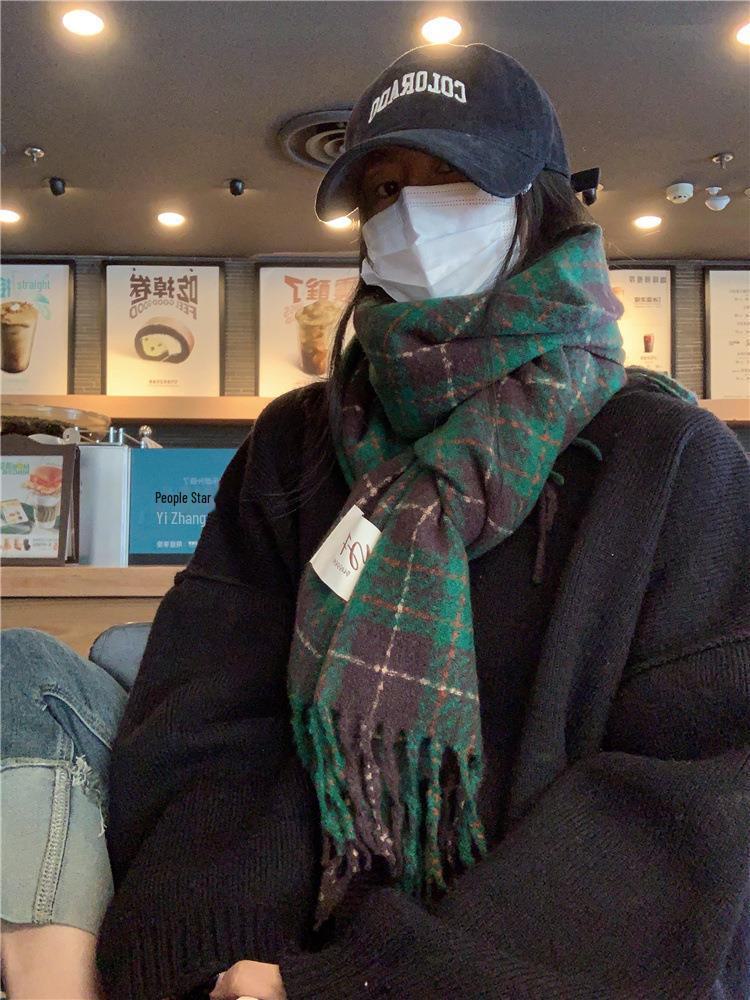 Cozy Retro-Style Unisex Cashmere Imitation Scarf – Warm Korean-Inspired Shawl for Autumn and Winter