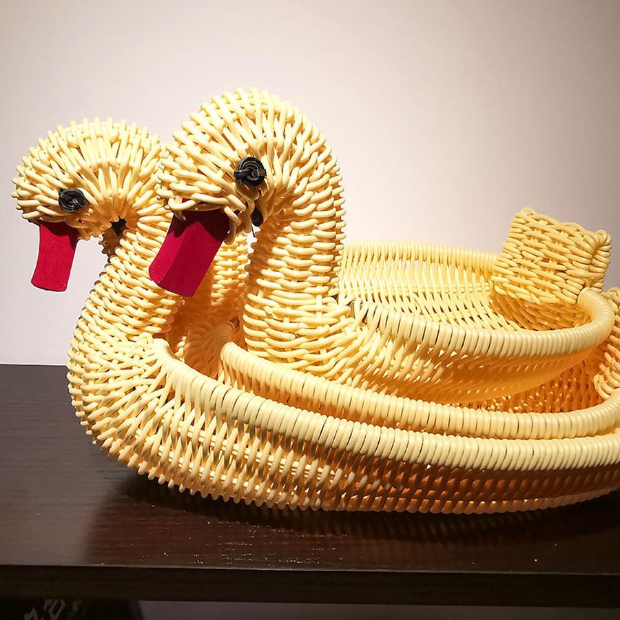 Cesta de Armazenamento Cesta de Frutas Estante de Mesa de Centro para Sala de Estar Criativa Moderna Casa Plástico Cestas de Vime Decorativas de Mesa