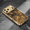 Chic Black Base with Gold mobile phones Glass phone case for iphone 17 pro max cover for iPhone 17 16 15 14 13 12 11pm Pro Plus