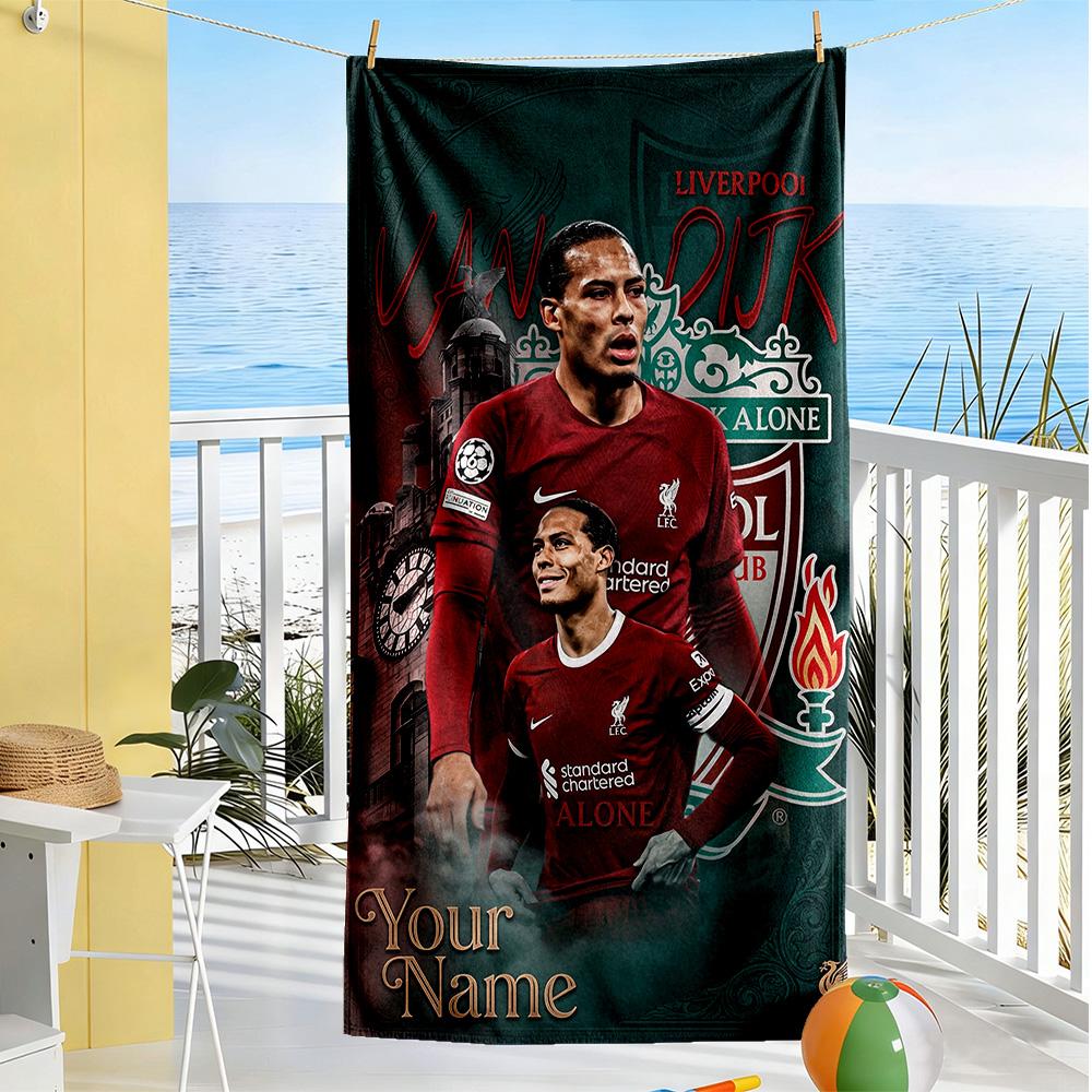 Liverpool FC Personalisiertes Strandtuch mit Ihrem Namen Superweich Saugfähig Geeignet für Schwimmen Fitnessstudio Camping Yoga Urlaub
