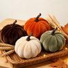 Plush Texture Velvet Pumpkin Velvet Fabric Plush Pumpkin Reusable Artificial Pumpkin  Photo Props