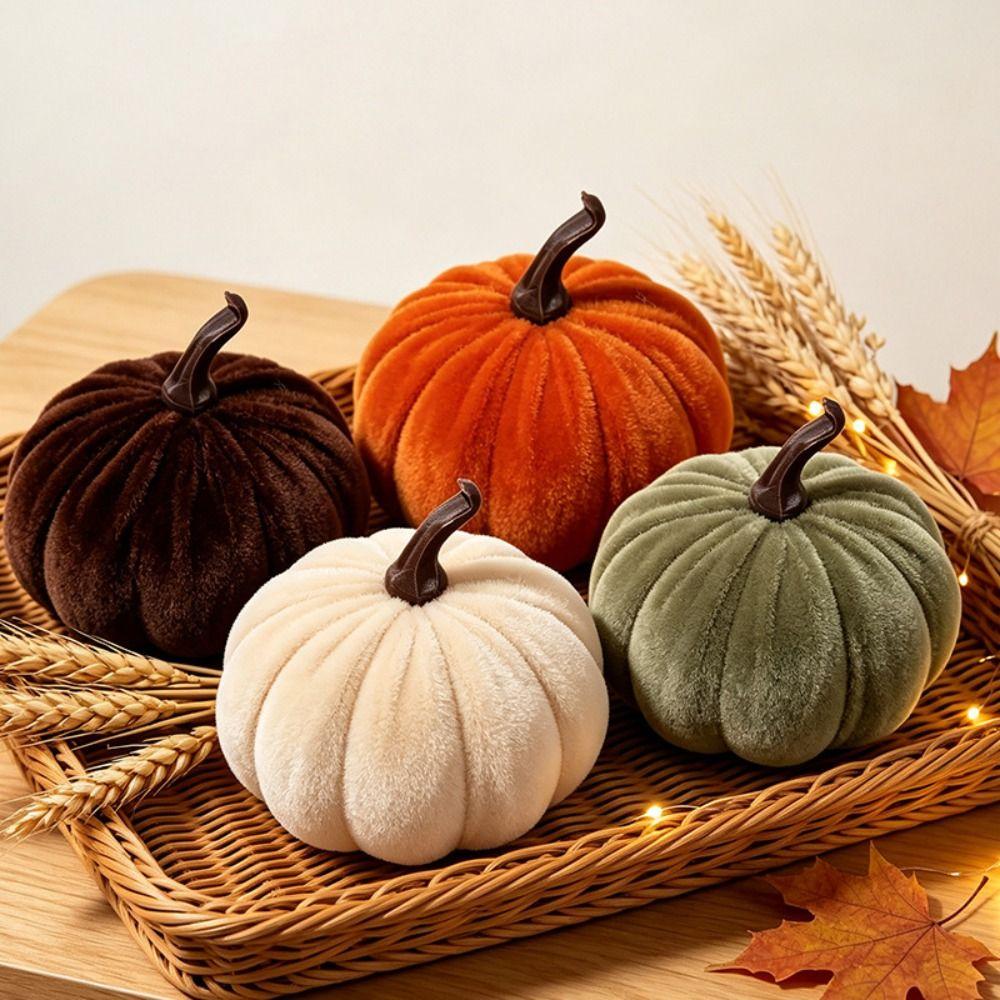 Plush Texture Velvet Pumpkin Velvet Fabric Plush Pumpkin Reusable Artificial Pumpkin Photo Props