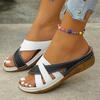 Fashion Women's Contrast Color Wedge Slippers Summer 2025 Lightweight Non Slip Beach Slides Woman Outdoor Comfort Slip On Casual Sandals
