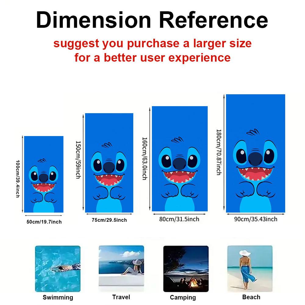 Cute Stitch Quick Drying Bath Towel Microfiber Beach Towel Light Weight Swimming Camping Yoga Beach Out