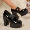 Chaussures Romaines Plateforme à Talon Chunky Tendance Style Coréen Nouveauté Printemps/Automne Grande Taille – Chaussures Plates Décontractées à la Mode pour Femmes