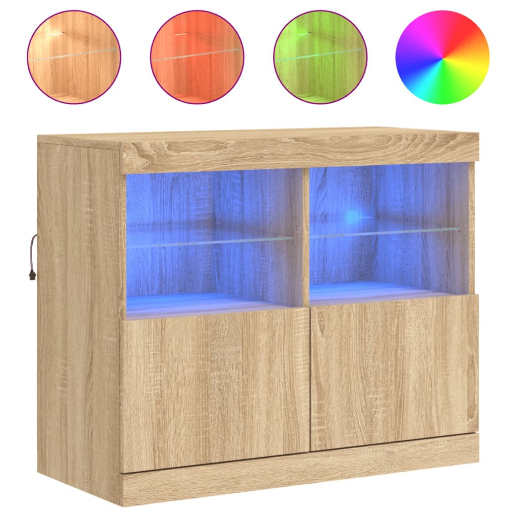 Vidaxl Szafka Z Oświetleniem Led, Dąb Sonoma, 81X37X67 Cm