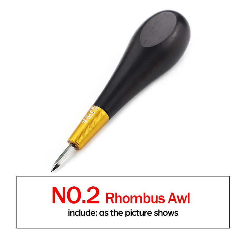 1pc Handmade DIY Leather Hole Punch Awl Tool,  Black Handle Diamond Chopping Puncher, Leather Perforation Sewing Craftwork Tool