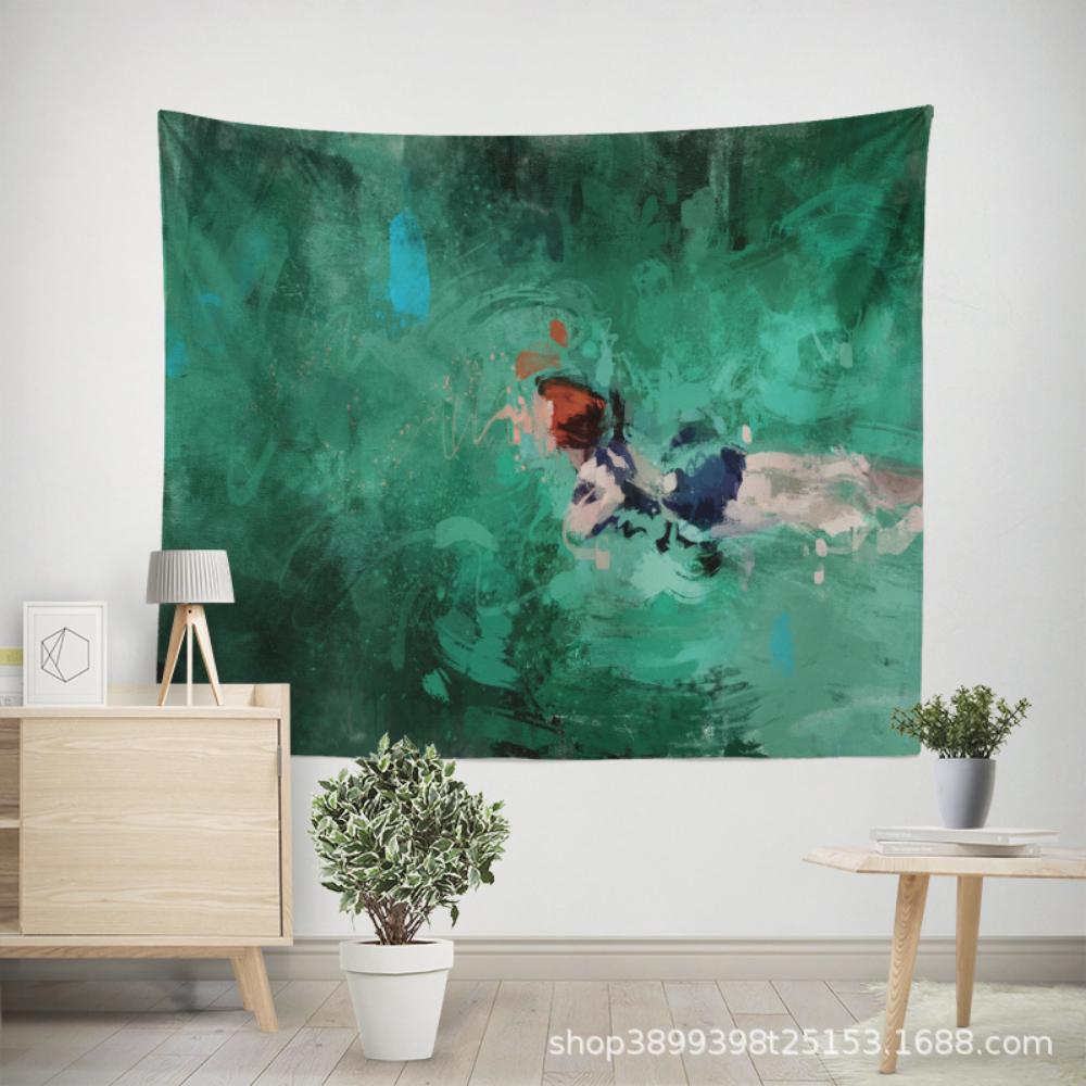 

Подвесная ткань для проживания в семье в скандинавском стиле, старинный шарм, роспись для украшения комнаты в маленьком городке, оконный пейзаж, гобелен, ремонт общежития, настенная ткань 150*100