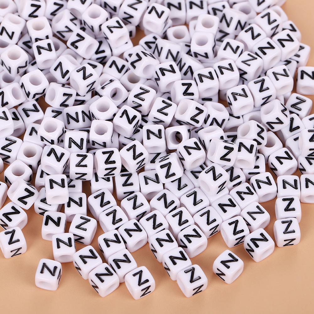 Square Acrylic A-Z English Letter Beads (6mm/7mm/8mm/10mm) for Jewelry Making