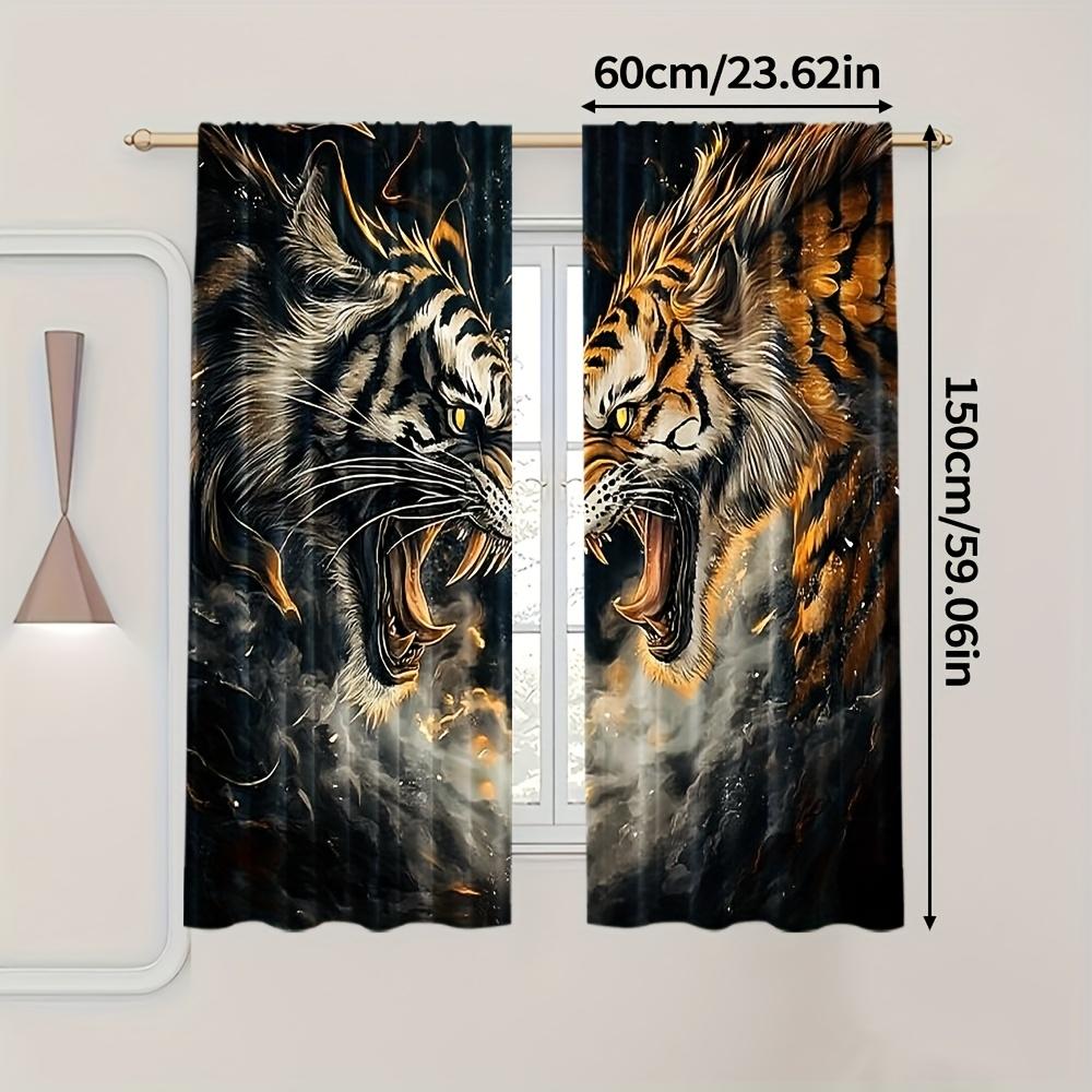 Spring Summer Dragon Vs Tiger Curtains Decorative Indoor Outdoor Use Fits Bedroom Living Room Office Sheer Made Of Polyester Great Window Treatment