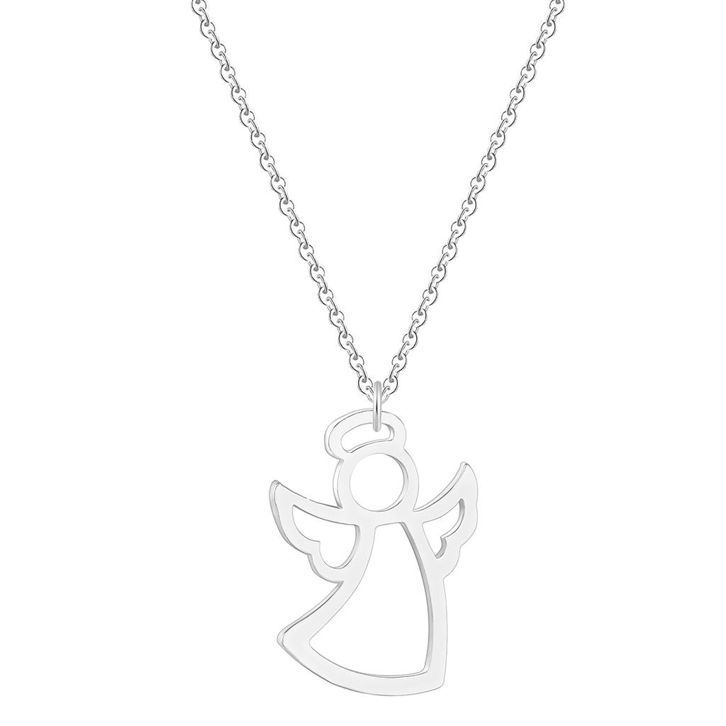 Kinitial Fashion Angel Wings Necklaces for Women Girl Guardian Angel Pendant Statement Choker Necklace White Angel Gift Jewelry