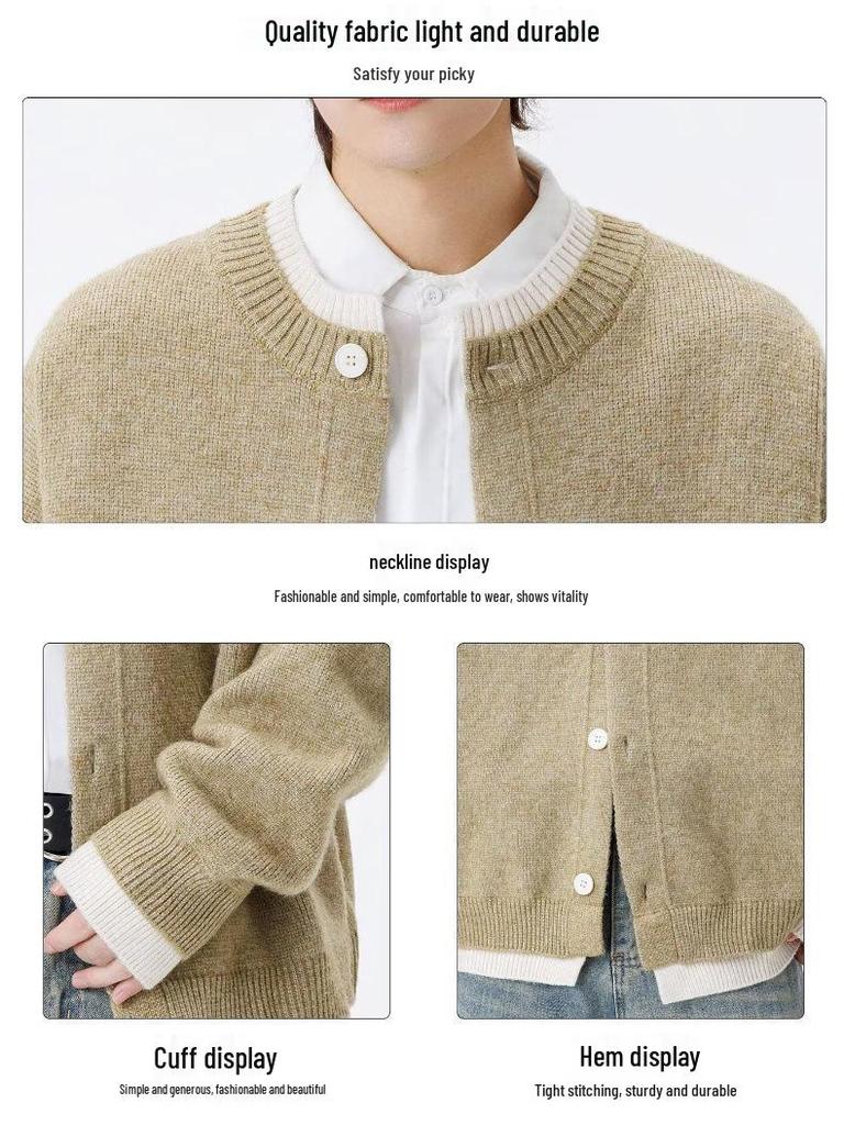Men's Retro Color Block Cardigan Sweater, Autumn-Winter Casual Knitwear