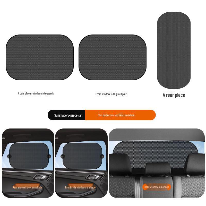 Car Window Sunshade Set: 5-Piece Mesh with Suction Cups for Summer