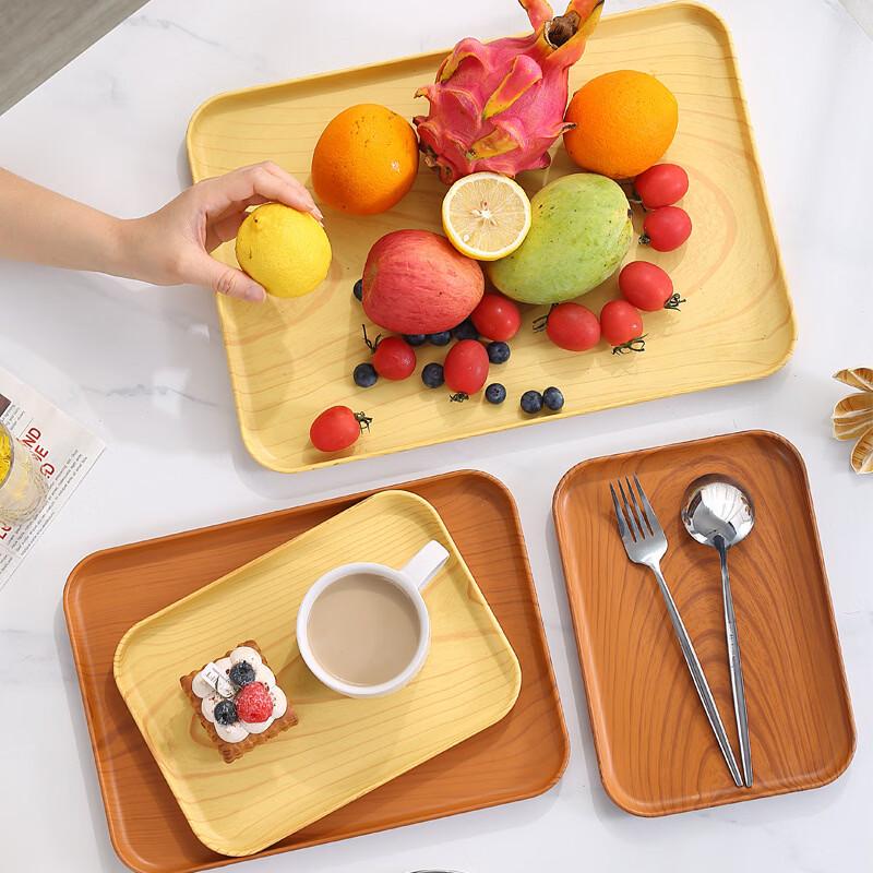 ZISIZ Wood Grain Imitation Serving Tray