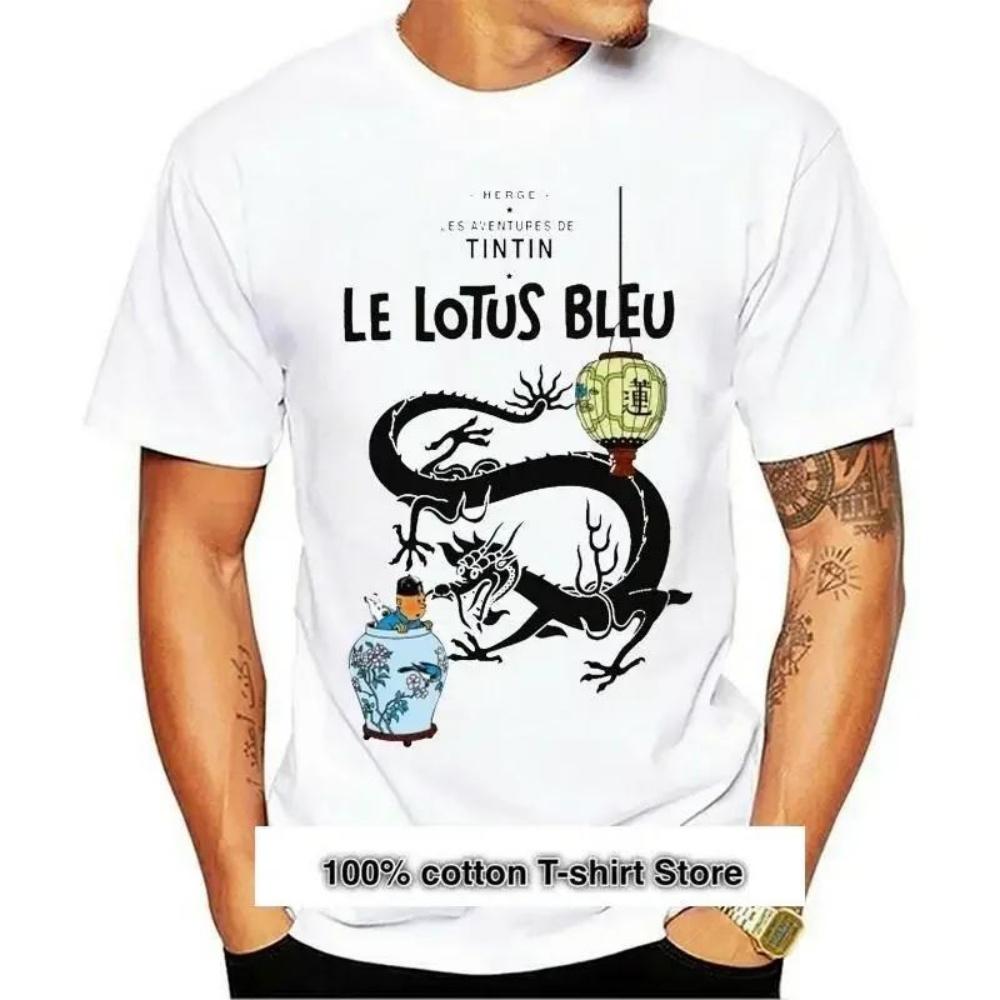 

Camisa Con Gráfico De Loto Azul De Tintín Camiseta Divertida De Para Hombre, Harajuku Men Clothing Graphic T Shirts Tops XXXXXL чорний