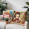 Kwaii Anime Hakumei and Mikochi Pillow Case Anti-dustmite Pillow Invisible zipper silky short plush Sofa cushion cover