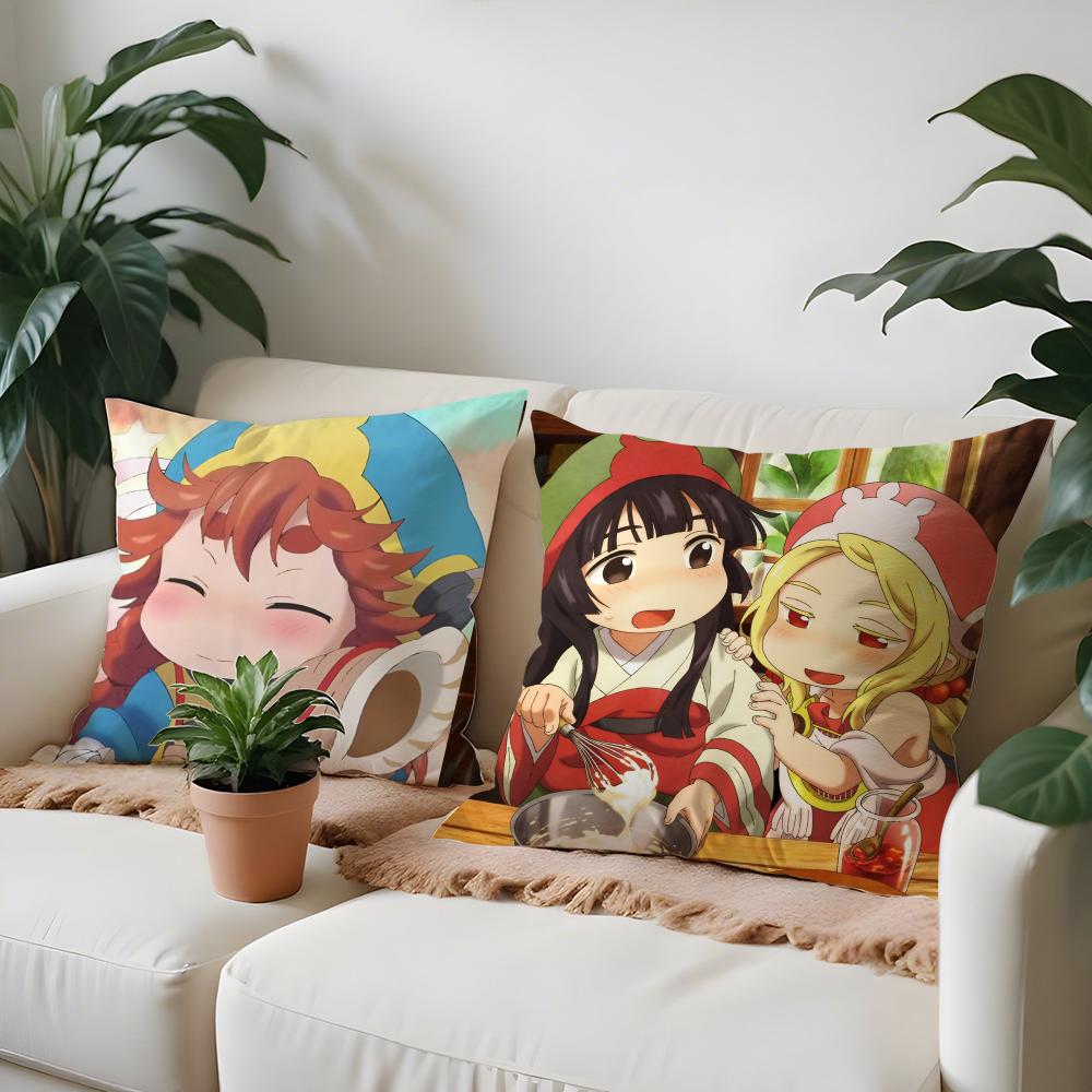 Kwaii Anime Hakumei and Mikochi Pillow Case Anti-dustmite Pillow Invisible zipper silky short plush Sofa cushion cover
