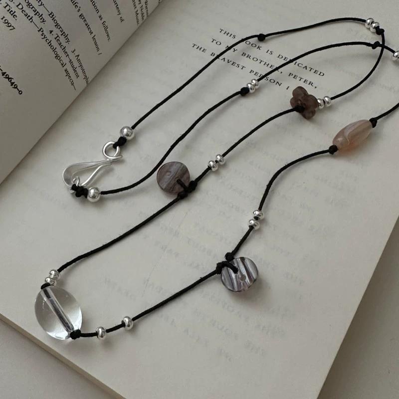 FY-38TL14 S925 Sterling Silver Korean Version Niche Design Fashion Knot Sweater Chain Handmade Original Stylish Long Necklace