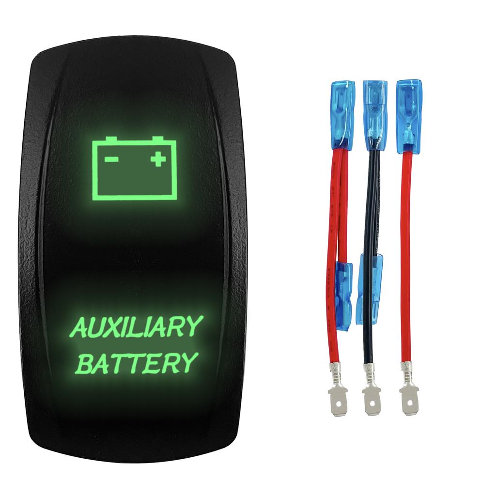 1 Pc Green 12V/24V Rocker Toggle Switch With Jump Wire for Car Boat Truck Marine Yacht Trailer Tractor Jeep YJ JK Vans SXS Battery Switches5