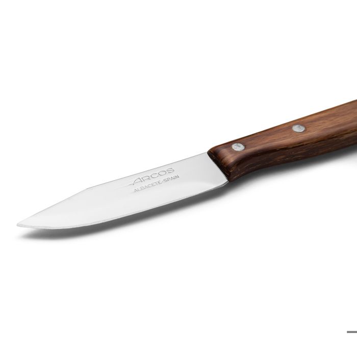 Couteau Mondador Arcos Latina 100100 en acier inoxydable Nitrum et mango en bois avec une lame de 6,5 cm dans une boîte.