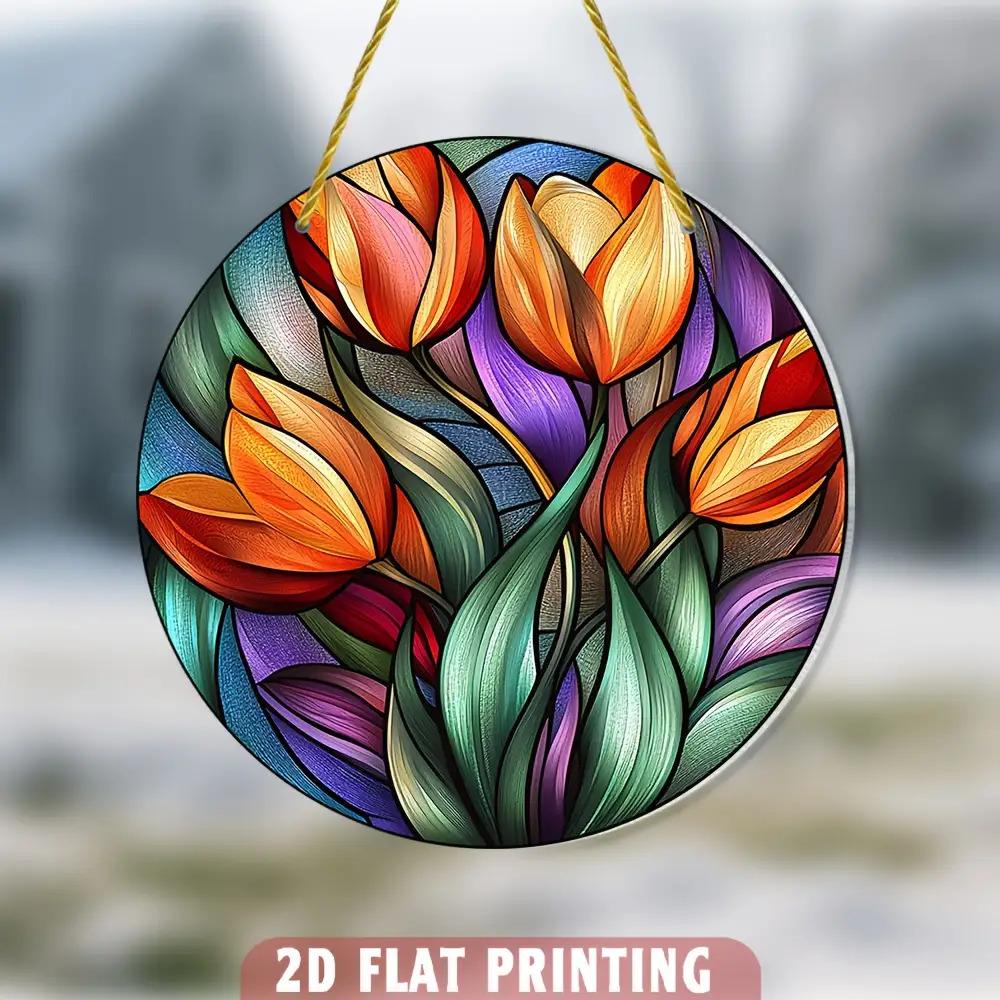 2D Flat Acrylic Round Decoration , Use No Batteries/Electricity Needed, Unique Indoor/Outdoor Decoration , Multipurpose Traditional