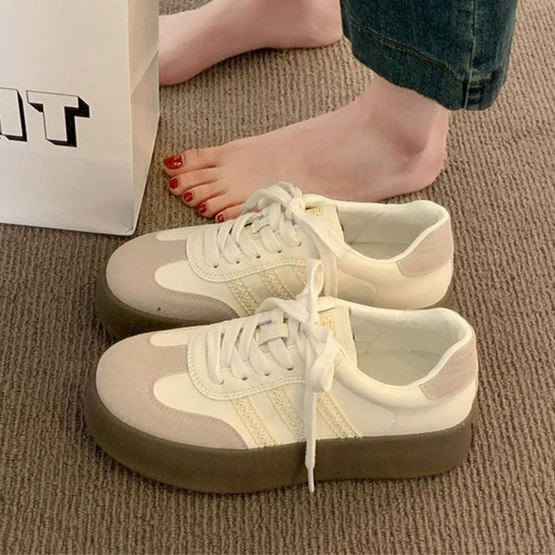 Dexun shoes women's silver new spring platform heightening small lace casual retro sports board shoes