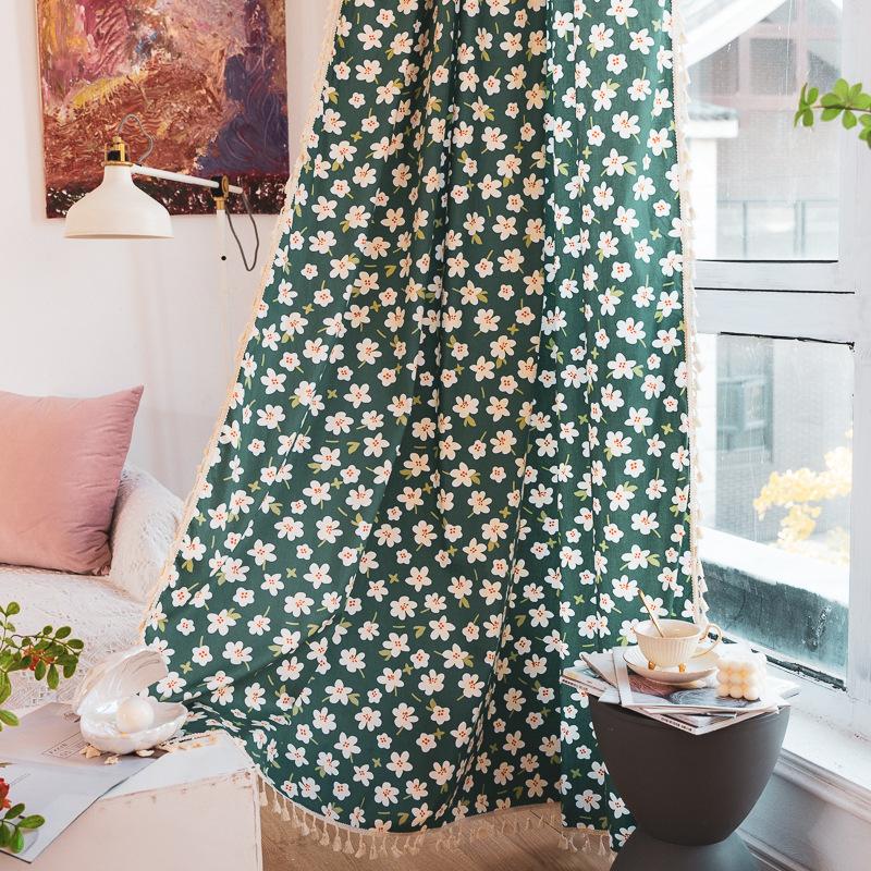 Curtain Finished Printing Pastoral Small Fresh Floral Children'S Room Decoration Small Window Short Curtain