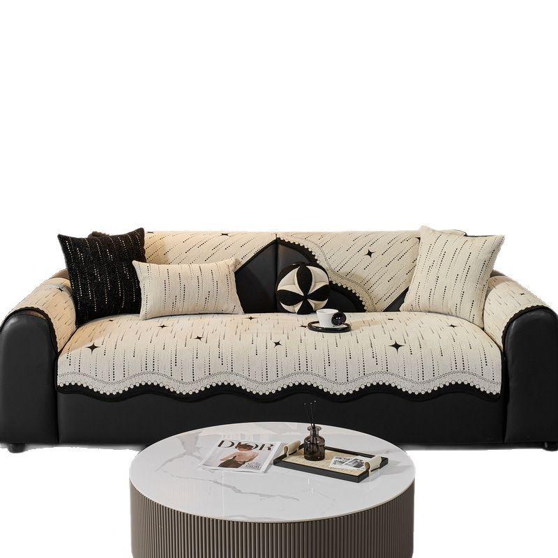 Special-Shaped Leather Sofa Pad  New Light Luxury High-End Straight Row Seat Cushion Fixed Non-Slip Sofa Cover Cover Cloth Towel