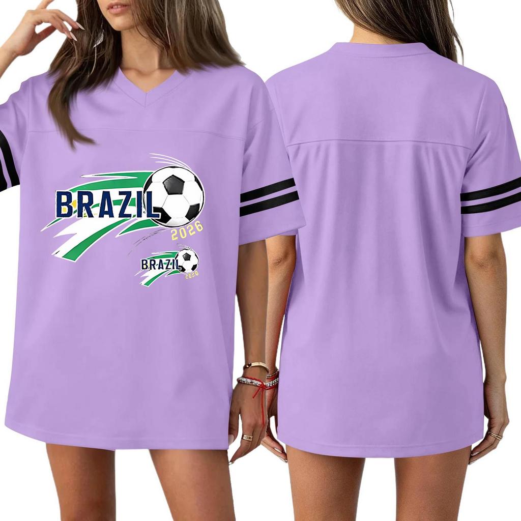 Women's Casual & Stylish V-Neck Sports — Print Short-Sleeve Athletic T-Shirt Top