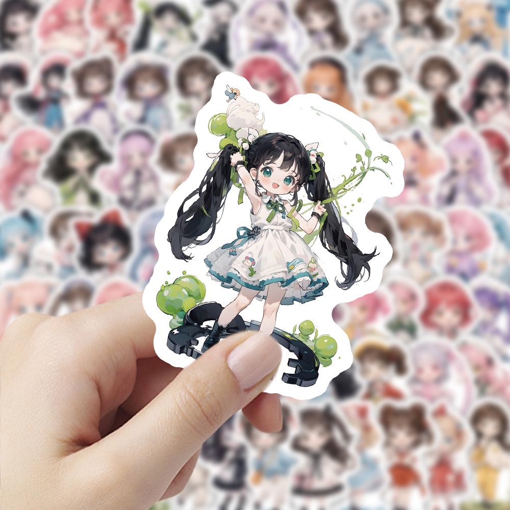 100 Cute Loli Girl Graffiti Stickers for Journals - Waterproof, Decorative, Cartoon-Style Stickers