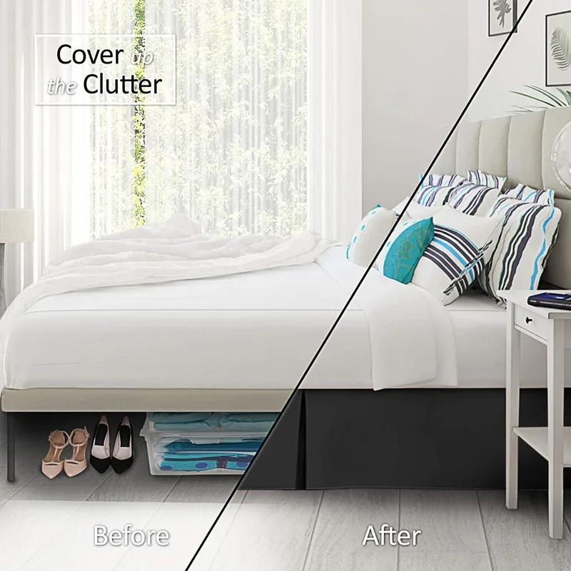 Bedding Queen Bed Skirt Soft Quadruple Pleated Ruffle - Easy Fit with 14 Inch Tailored Drop - Fade and Wrinkle Resistant