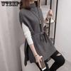 Half Turtleneck Knitted Vest Mid-length Women's Waistcoat Loose Sweater Pullover