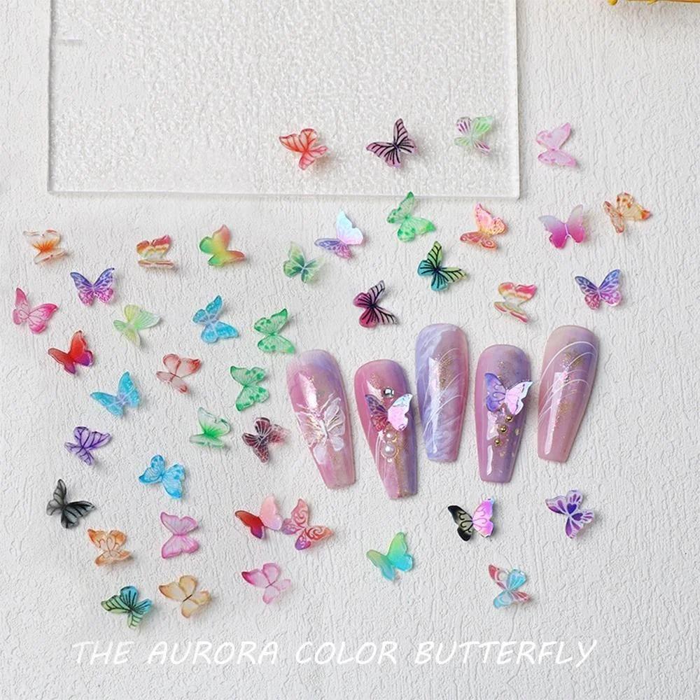 30Pcs 3D Butterfly Rhinestone Nail Art Decorations Mixed Color for Gel Acrylic Natural Nails DIY Beauty Set