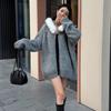 Autumn and Winter New Fashion Hooded Fur Collar Knitted Cardigan Women's Clothing Loose Casual Lazy Sweater Jacket